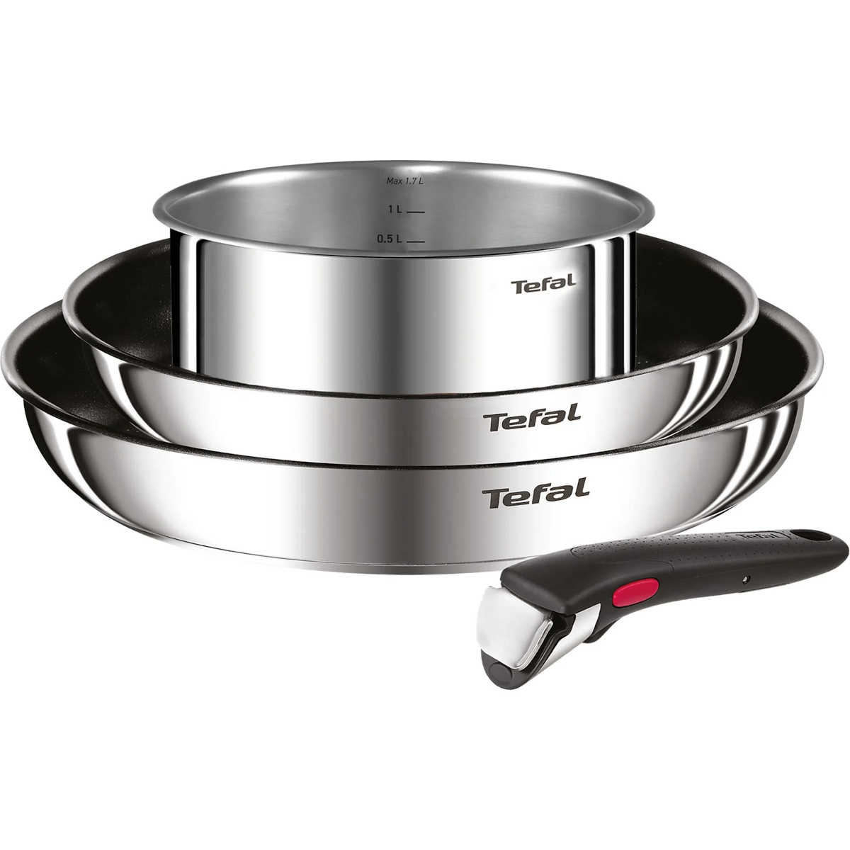 Conjunto de 4 piezas Ingenio Cook Eat Tefal - Sartenes Antiadherentes con Mango Extraíble, Aptas para Horno y Inducción