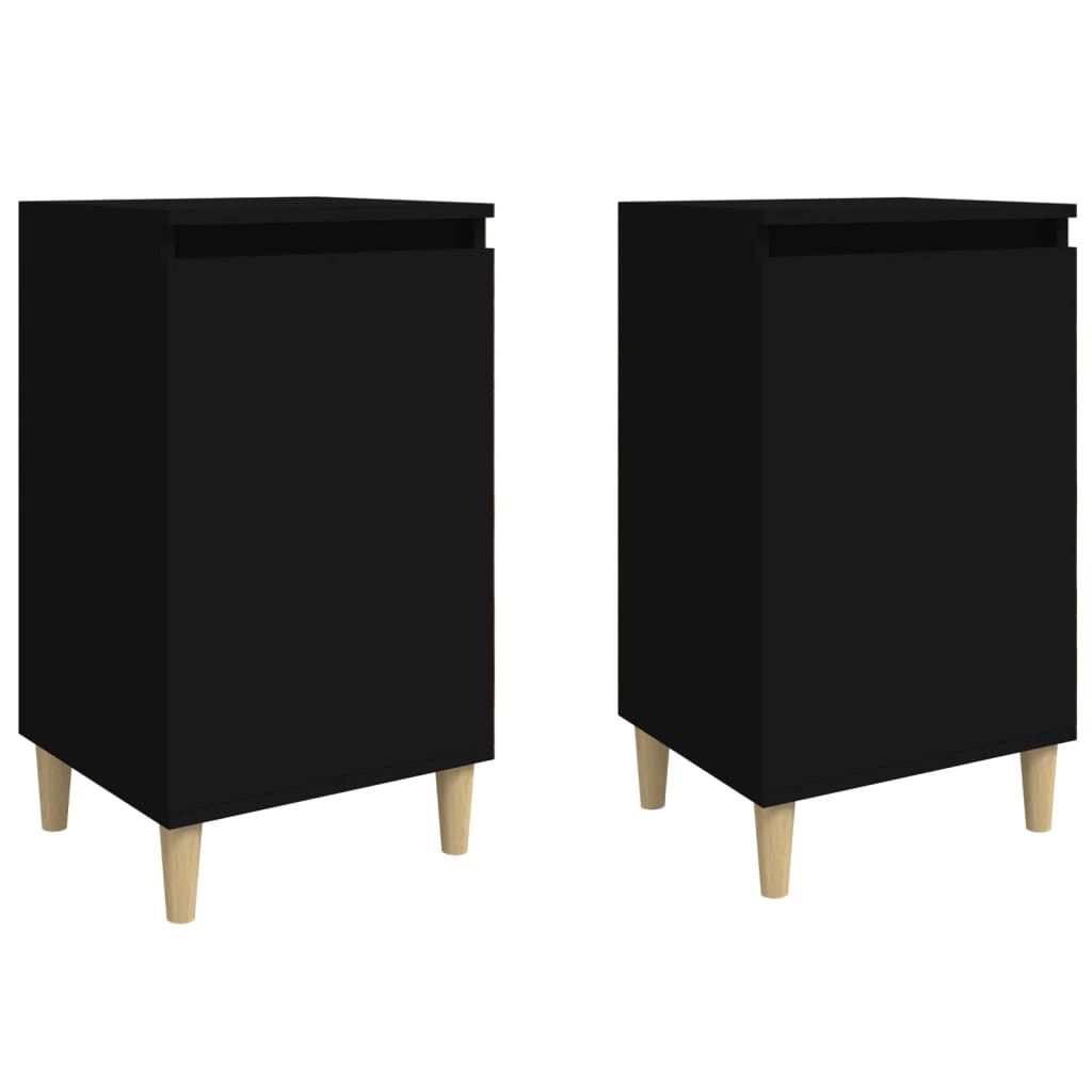 Vidaxl Mesitas de Noche 2 Unidades Madera Contrachapada 40x35x70 Cm Blanco - Negro