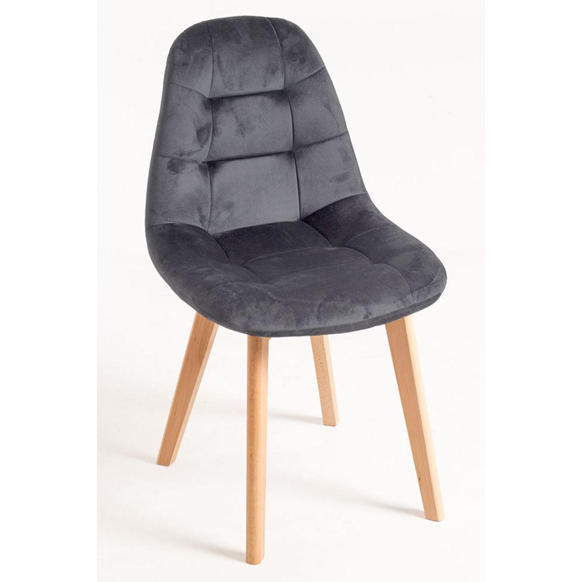 Regalos Miguel - Packs Sillas Comedor - Pack 2 Sillas Kelen Terciopelo - Gris oscuro