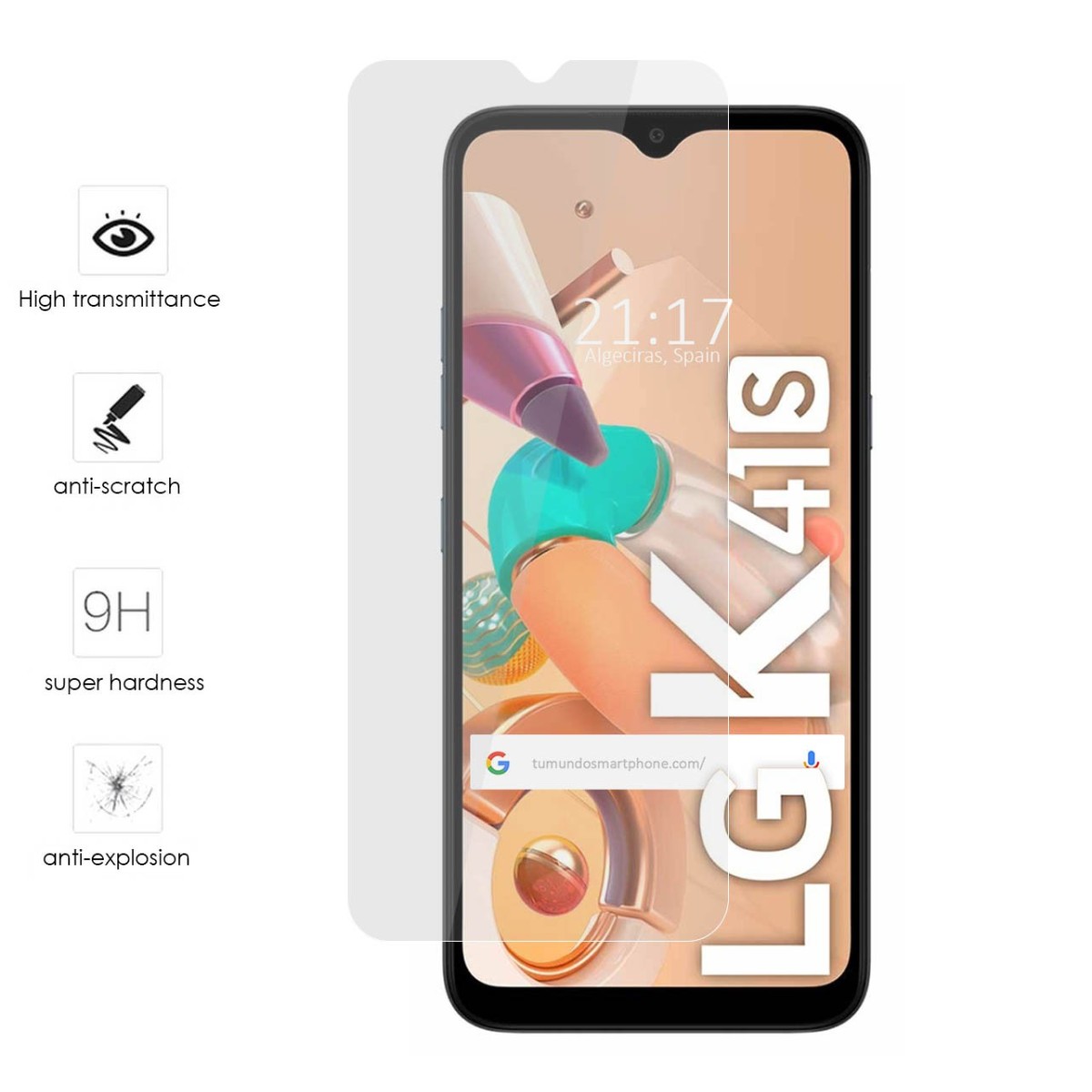 Tumundosmartphone Protector Cristal Templado para Lg K41s Vidrio