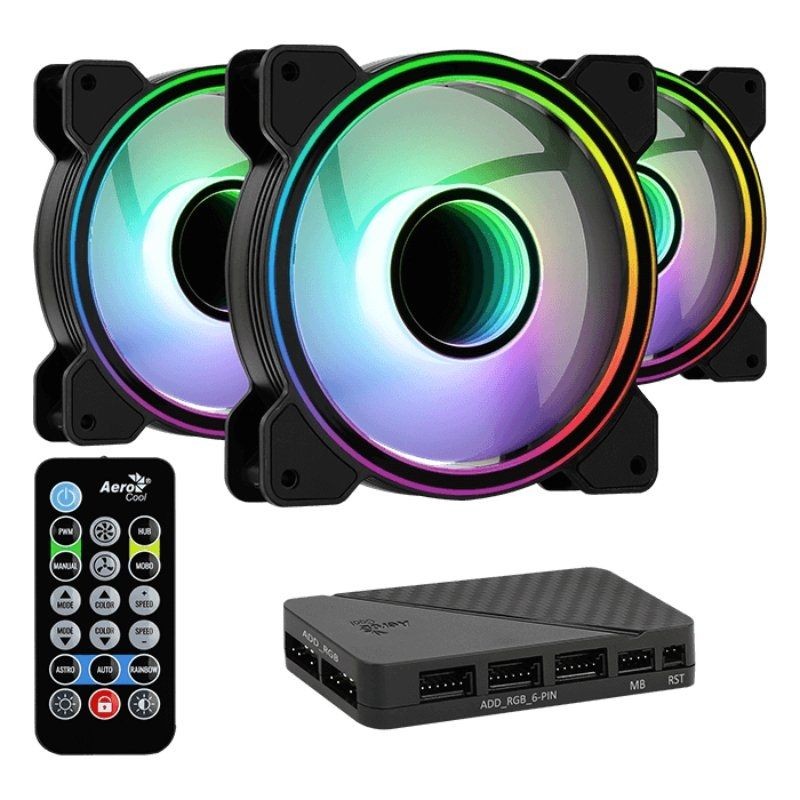 Aerocool Mirage 12 ARGB Pro Pack 3 Ventiladores 120mm ARGB Hub H66F RGB Control Remoto