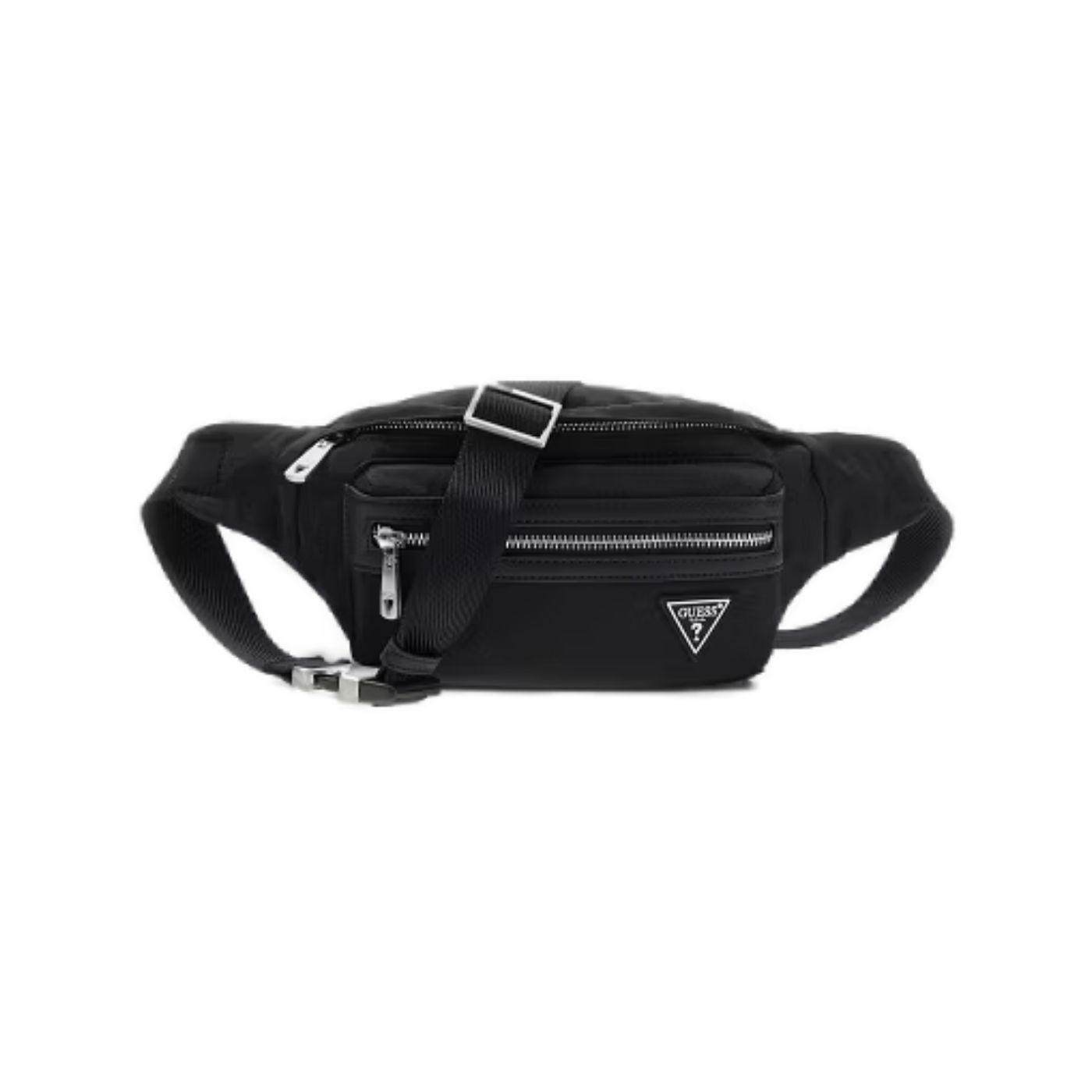 Riñonera Guess Berlin negro y plateado para hombre