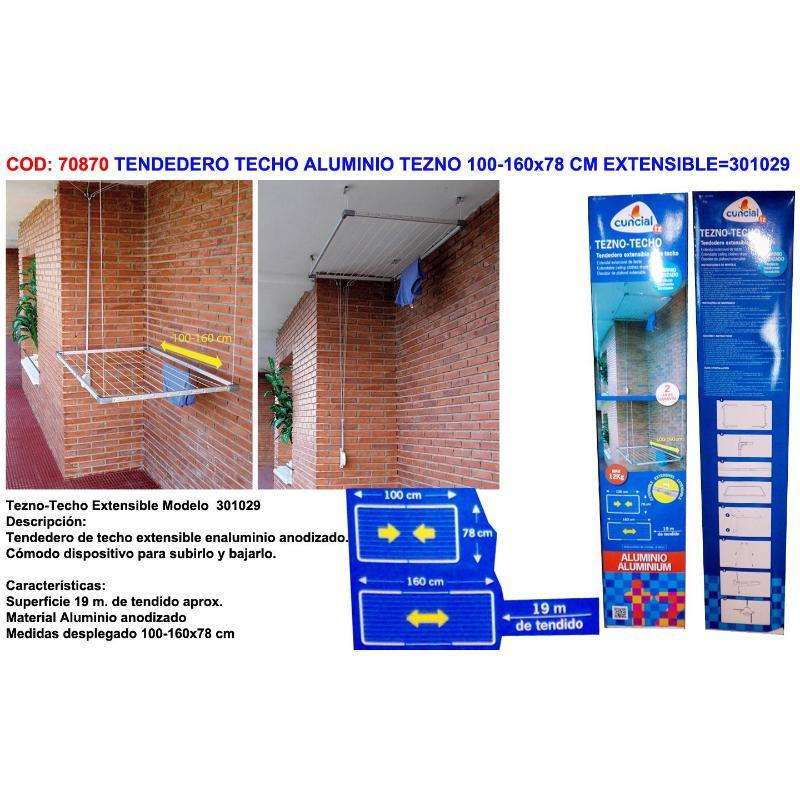 Tendedero techo aluminio tezno 100-160x78 cm extensible 301029
