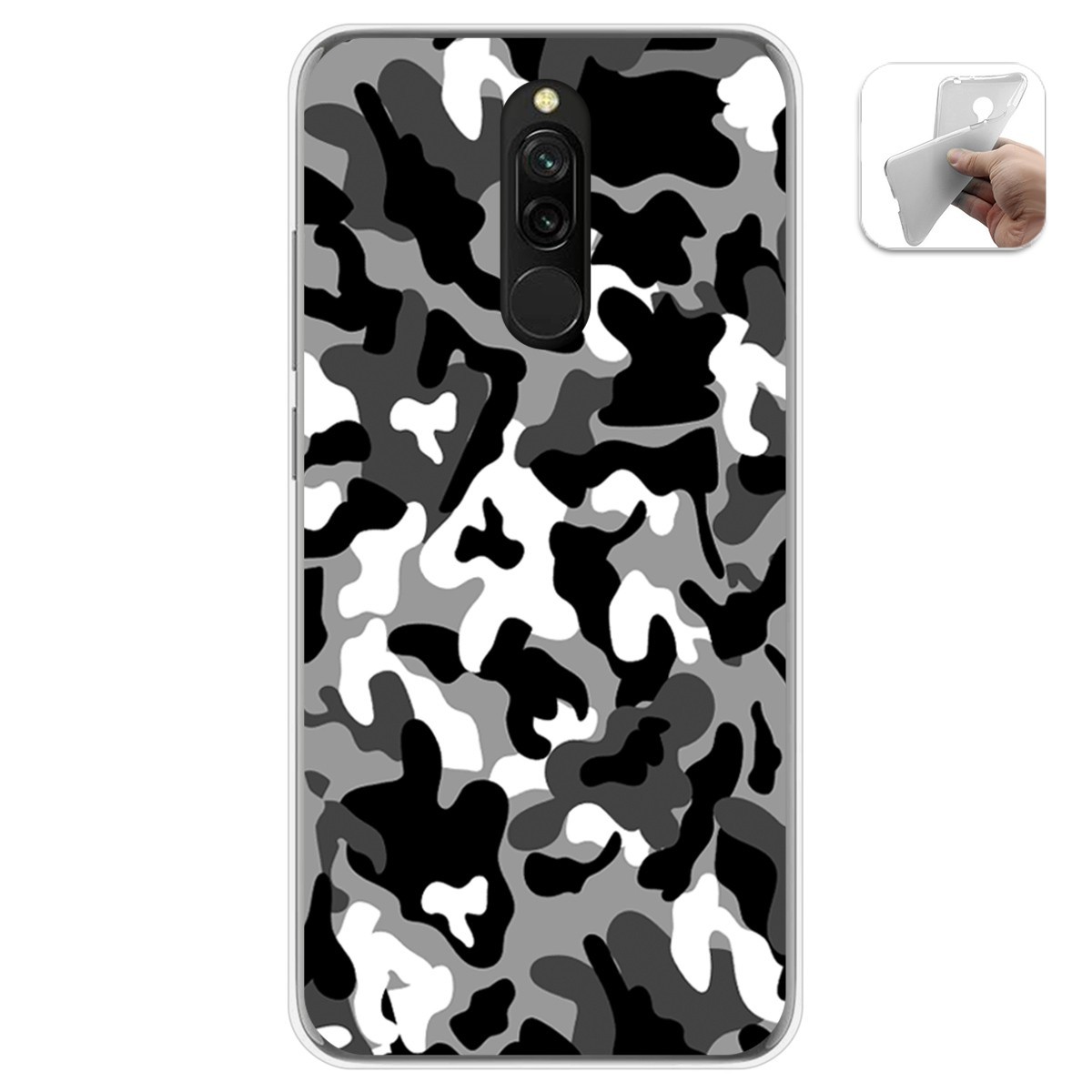 Tumundosmartphone Funda Gel Tpu para Xiaomi Redmi 8 diseño Snow Camuflaje Dibujos