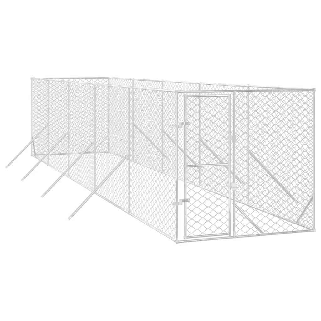 vidaXL Perrera de Exterior Jaula Caseta para Perros Acero Galvanizado Plateado Dimensiones 2 x 2 x 2 m,  2 x 6 x 2 m,  4 x 4 x 2 m y mas