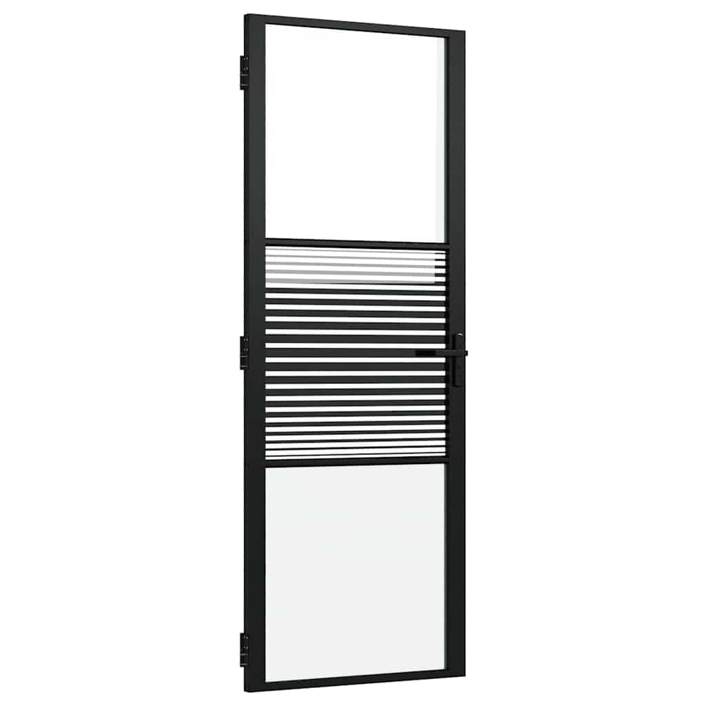 vidaXL Puerta de Vidrio Rayado Negro 76 x 3,5 x 201,5 cm Aluminio