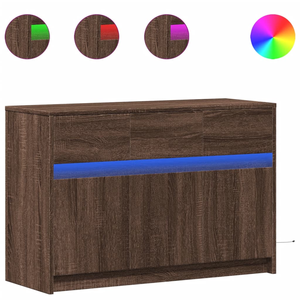 vidaXL Mueble de TV LED madera ingeniería marrón roble 91x34x61 cm