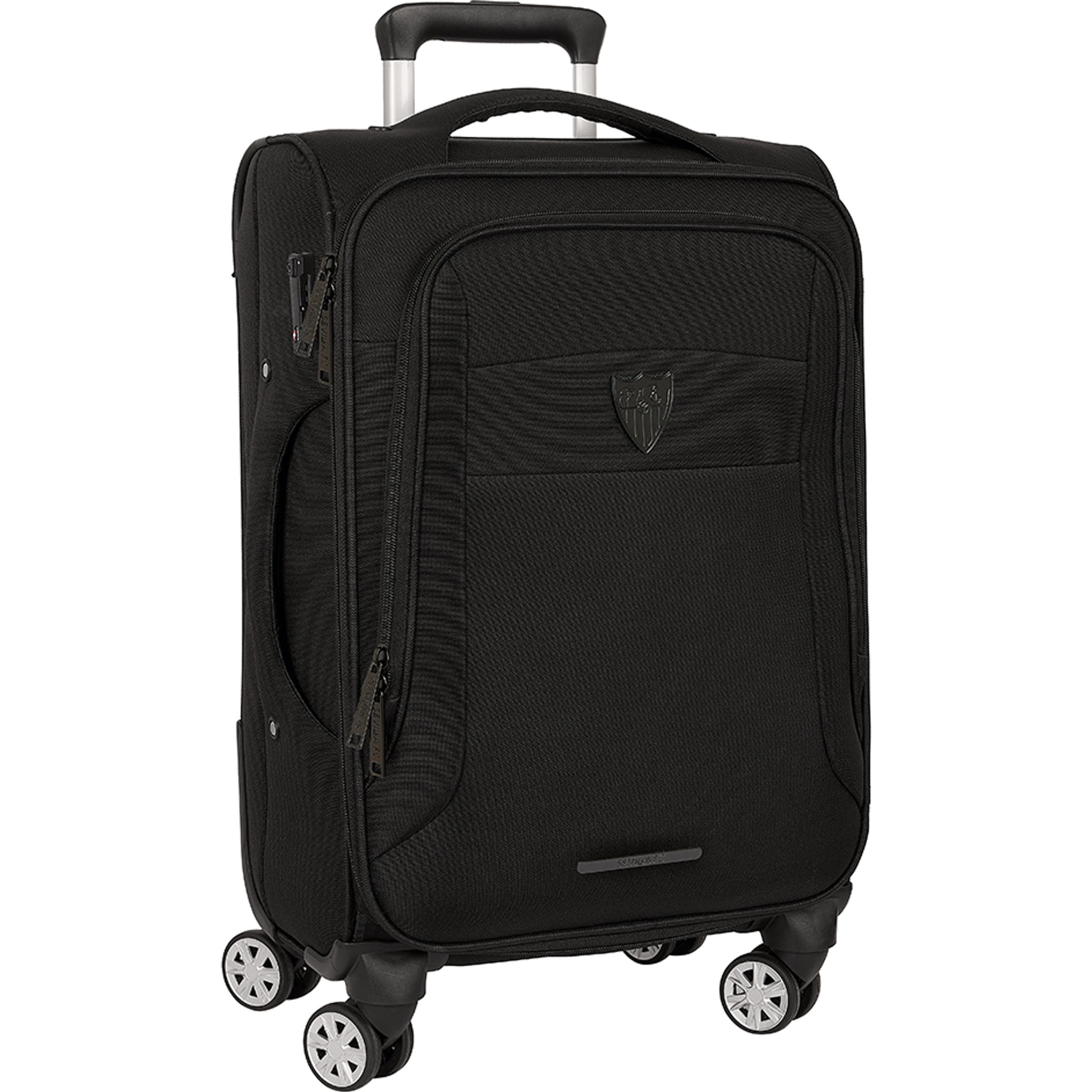 SAFTA  MALETA CABINA BLANDA 20" SEVILLA FC "BUSINESS" - Maleta de Cabina Licencia Oficial - Diseño Moderno - Ideal para Viajes Cortos - Material Resistente - Ruedas Giratorias 360°