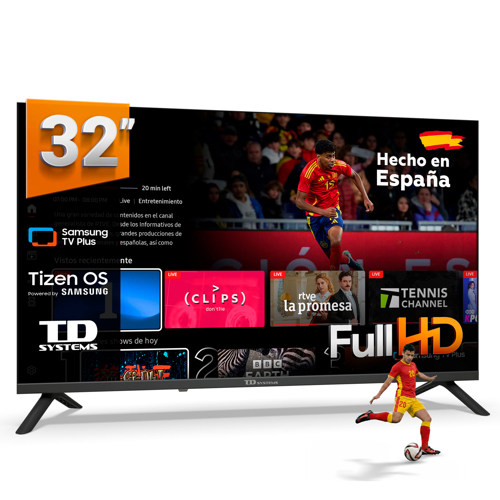 TD Systems - Smart TV 32 pulgadas Full HD con Tizen OS 8.0. Sintonizador triple (DVB-T2/C/S2). Televisores con Gaming Hub. Televisión del 2026. Compatible con Prime Video, Netflix, Movistar+, HBO, y más Apps - PRIME32FC22TIZEN