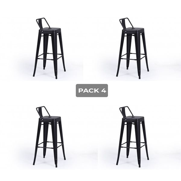 Pack 4 taburetes altos Tolix negro 93x30x33 cm Adec