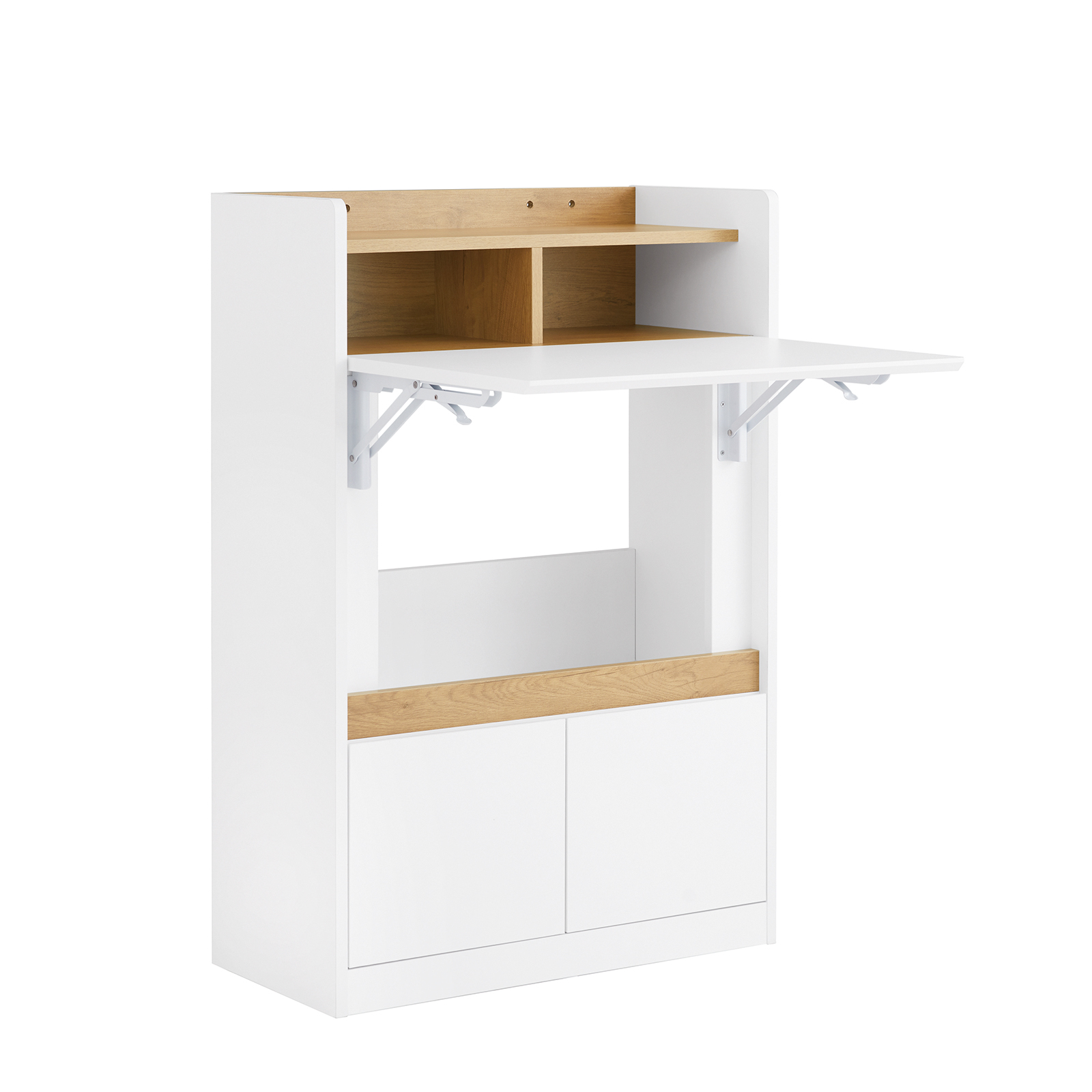 SoBuy FWT109-WN Mesa Escritorio Plegable con 2 Cajones y 1 Estante 63x67x93 cm