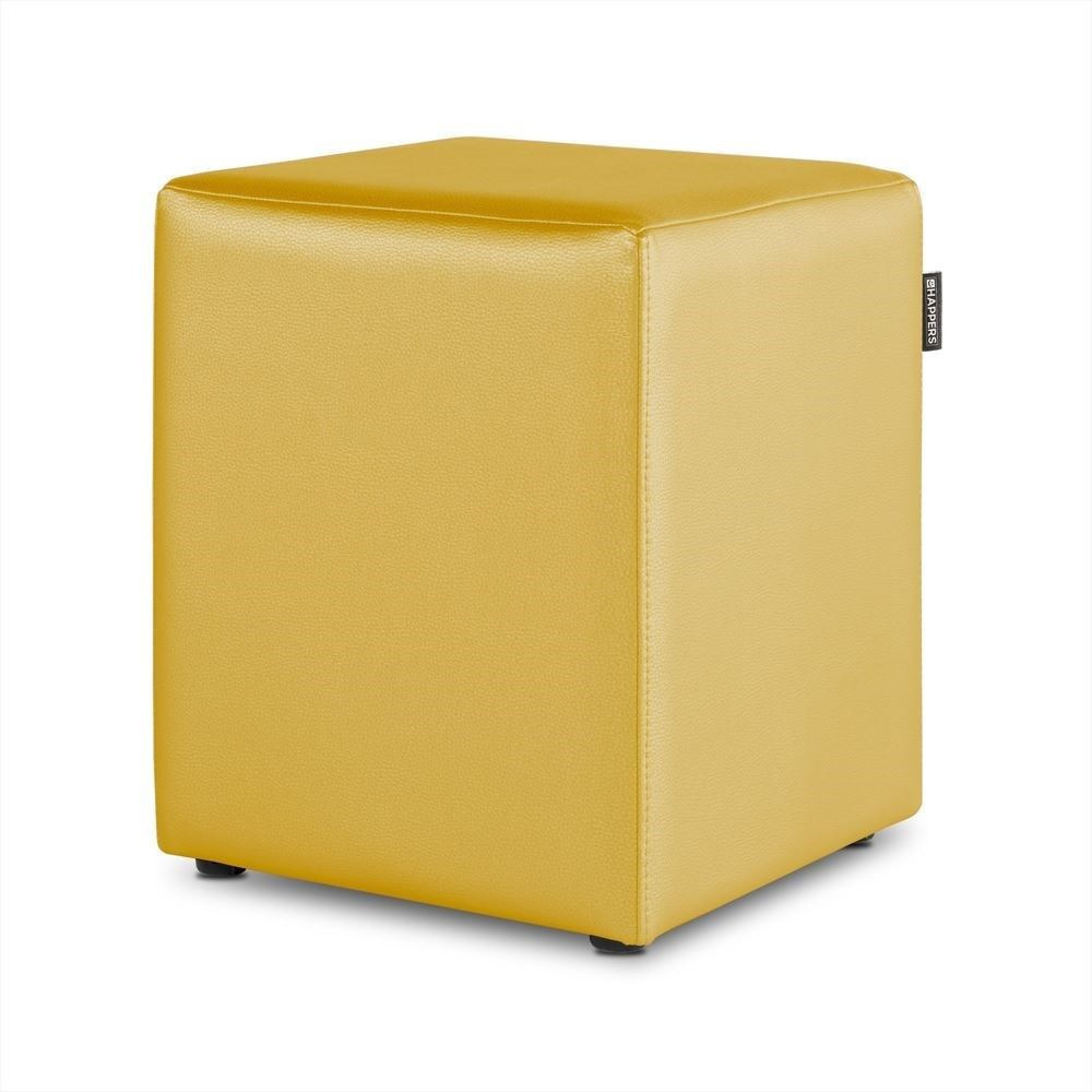 Puff Cubo Polipiel Mostaza HAPPERS - Cómodo, ligero y resistente. Make it Happers®