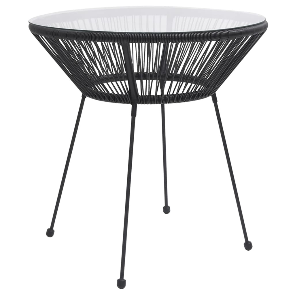 vidaXL Mesa de comedor de jardín ratán y vidrio negro Ø70x74 cm