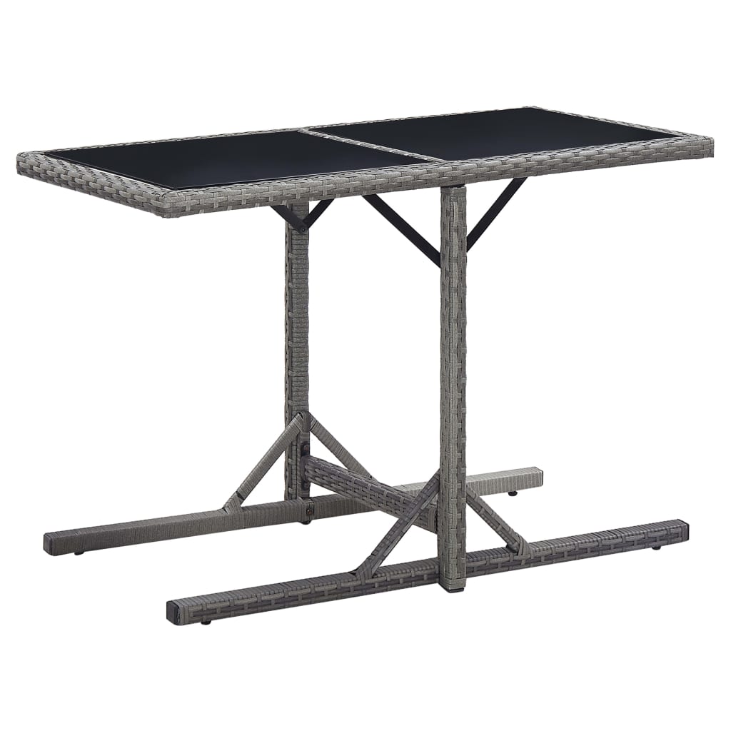 vidaXL Mesa de jardín de vidrio y ratán sintético 110x53x72 cm en color Beige/Negro y marrón/Marrón y más | estructura resistente ideal para salón dormitorio o estudio