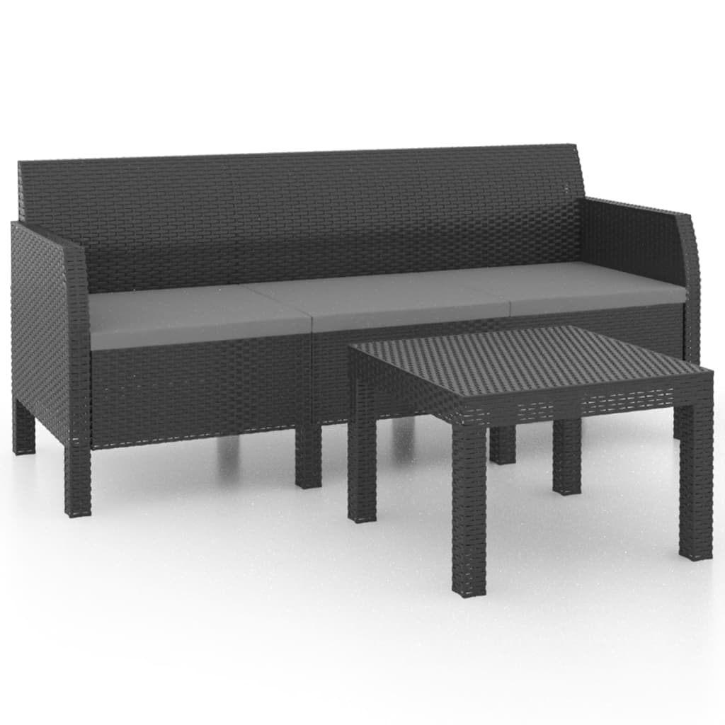 vidaXL Set de muebles de jardín 2 pzas cojines PP ratán gris antracita