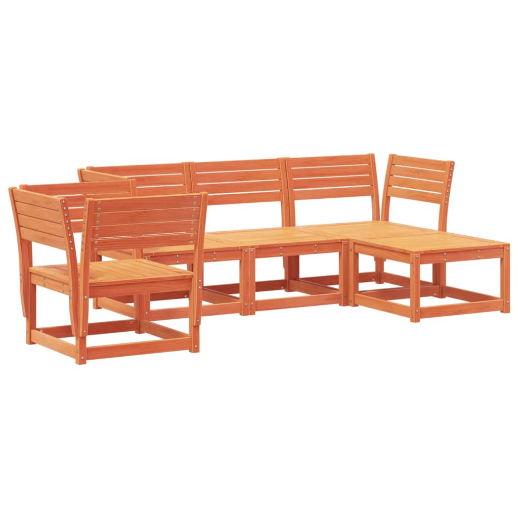 vidaXL Juego de muebles jardín 5 pzas madera maciza pino marrón cera