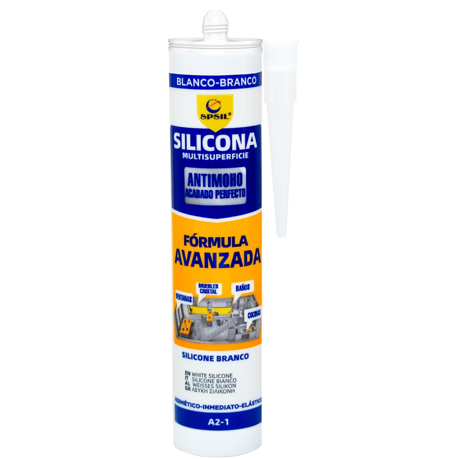 PACK 3 o 6 Silicona Antimoho 280 ml para Baño y Cocina – Sellador Sanitario de Alta Resistencia – Blanco, Negro, Gris y Transparente – Sellante Impermeable para Duchas, Lavabos, Mamparas, Azulejos y Juntas