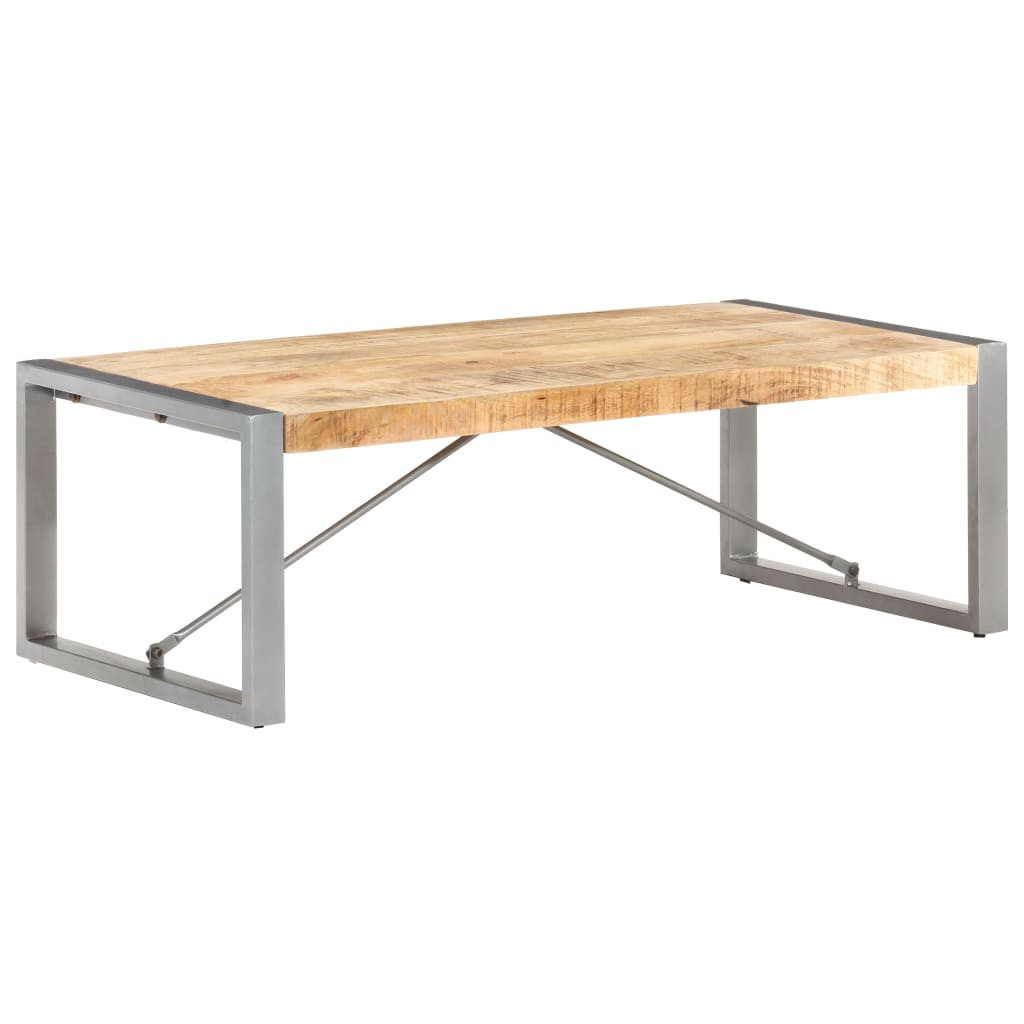 Vidaxl Mesa de Centro 120x60x40 Cm Madera Maciza y Mango Rugoso