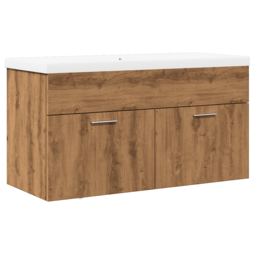 vidaXL Mueble de baño con lavabo integrado roble artisan