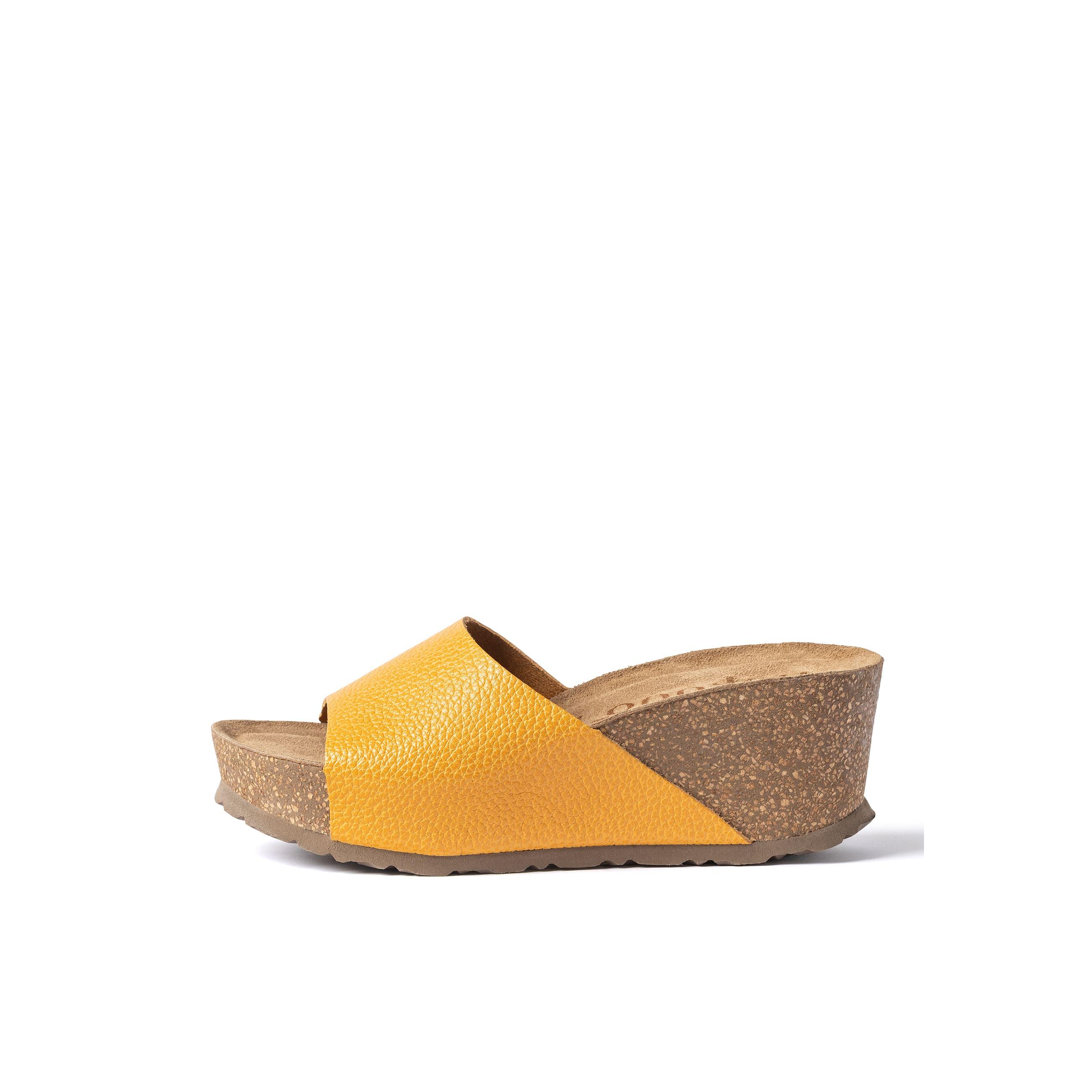 YOKONO Sandalia cuña BARI-265 NARANJA | Zapatos mujer Primavera-Verano | Piel vacuna  Sandal | 6 CM