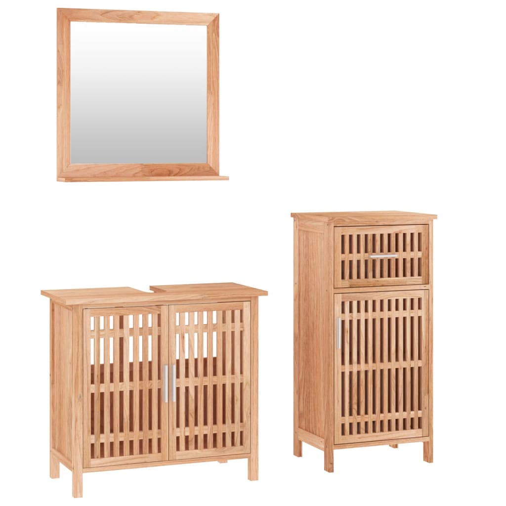 vidaXL Conjunto de muebles de baño 3 piezas madera maciza de nogal