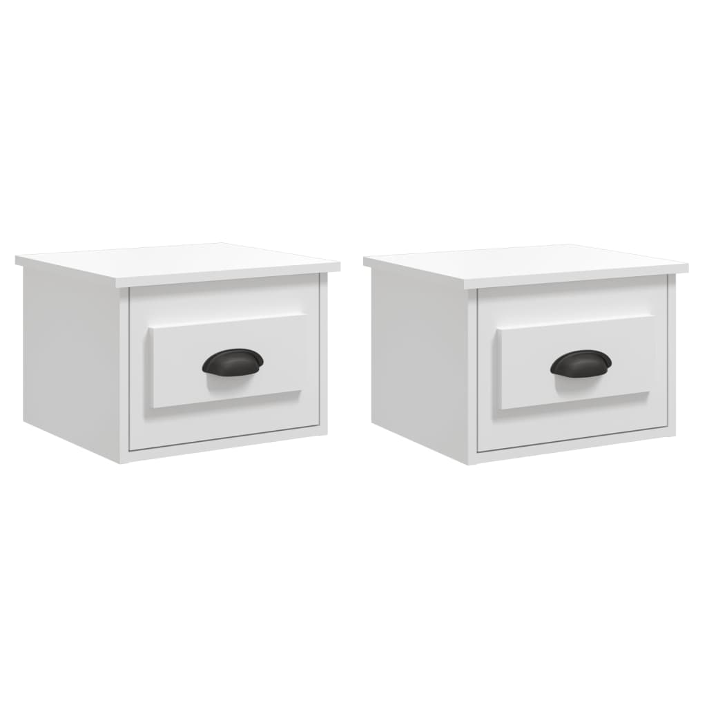 Vidaxl Mesitas de Noche de Pared 2 Unidades 41,5x36x28 Cm Blanco y Negro