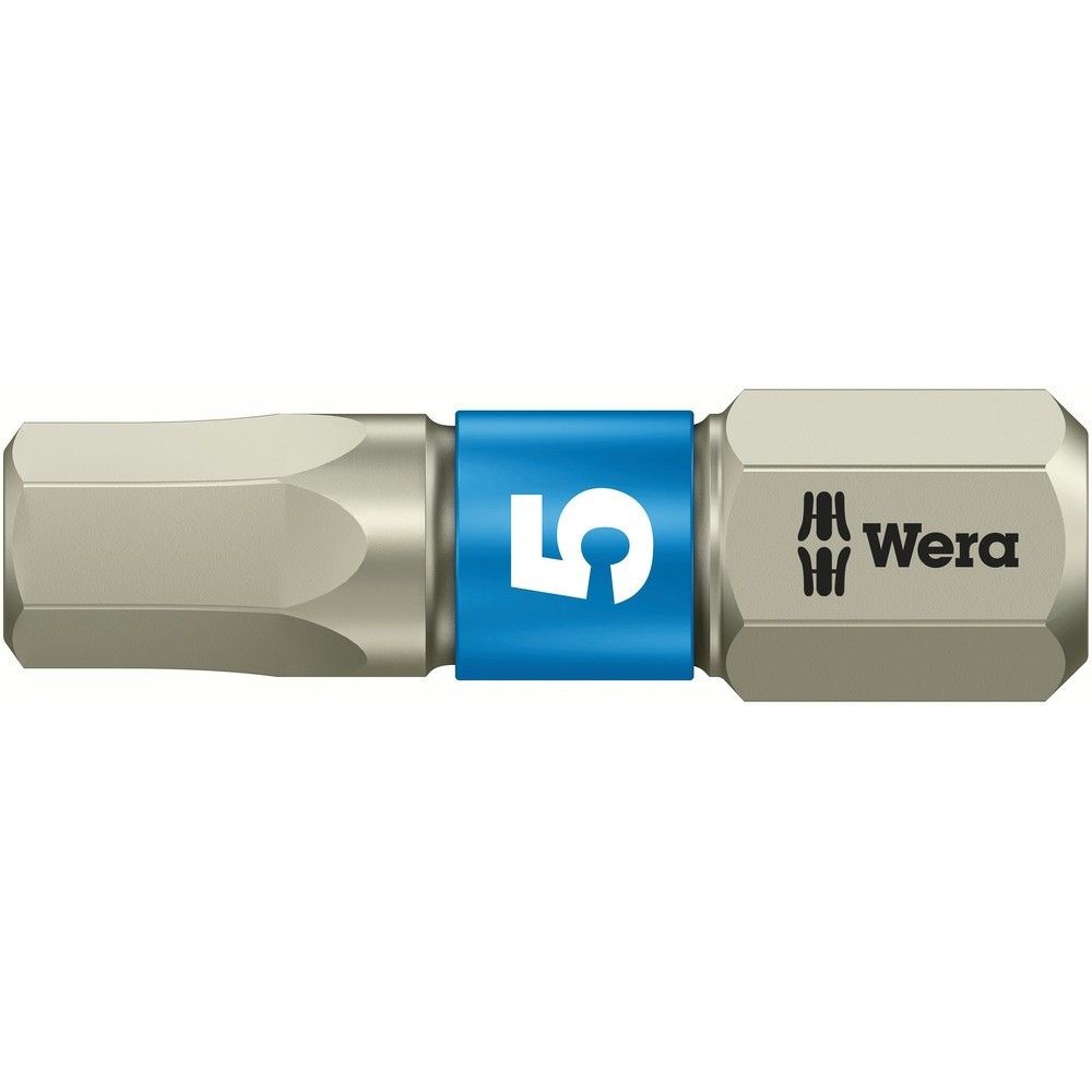 Wera Azul 3840-1 Ts Puntas Hexagonales, Acero Inoxidable, 4 Mm X 25 Mm X 1" Talla 1