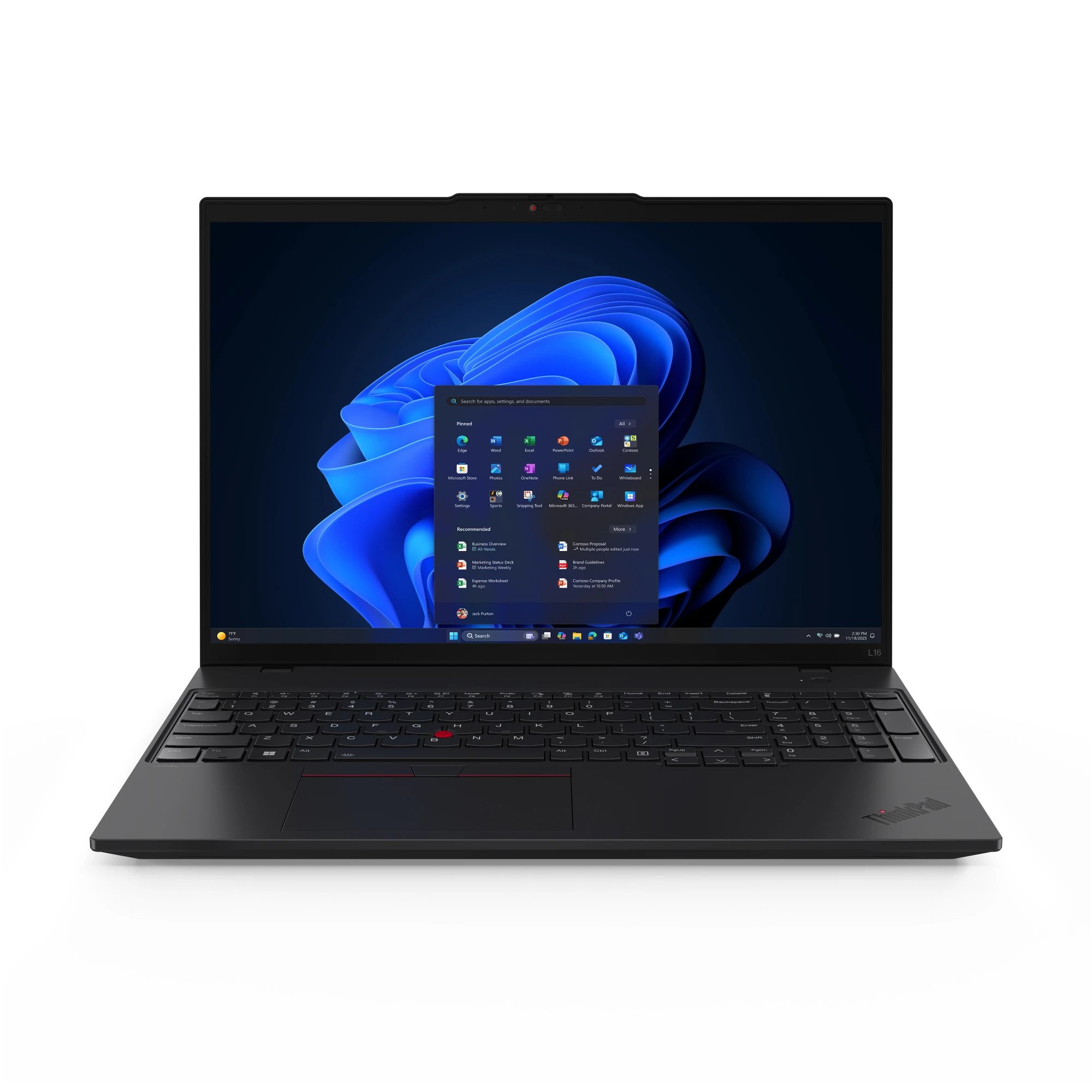 Pc portátil Intel Core Ultra 5 225U 16" Windows 11 Pro Lenovo PC1001646 Ram 16 GB Disco 512 GB  | SSD, Negro