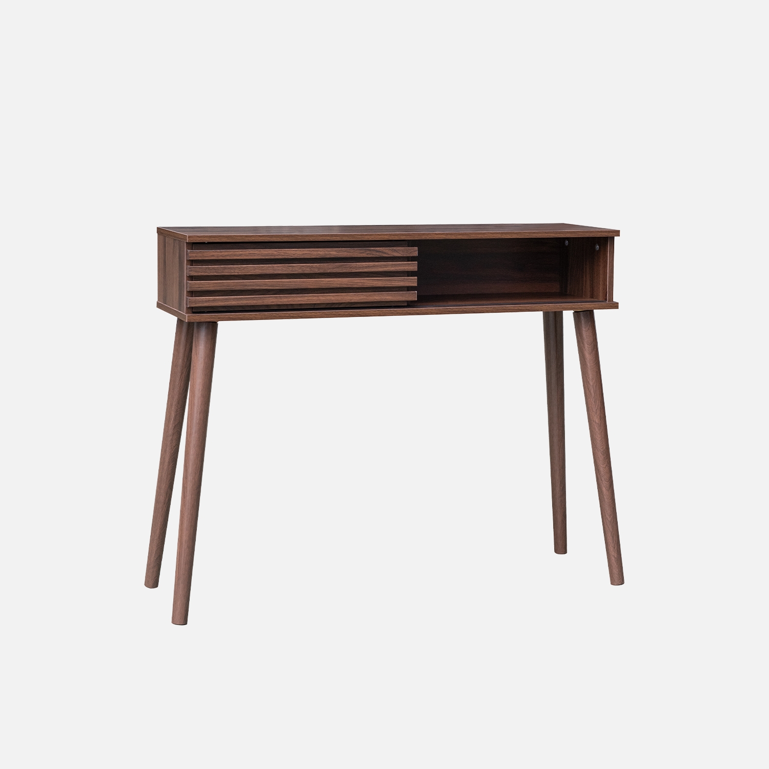 sweeek - Consola escandinava efecto madera y puerta corredera, 100cm , Madere , 29x100x81