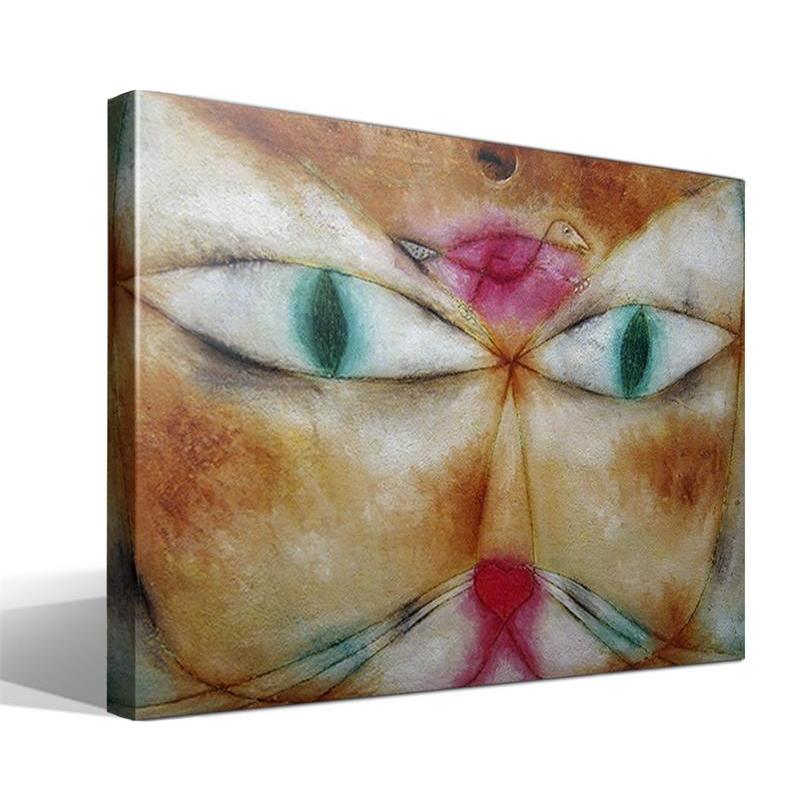 Cuadro Canvas Paul Klee Gato y Pájaro - Alta Resolución - Lienzo 100% Algodón - Bastidor de Madera - Fabricado en España