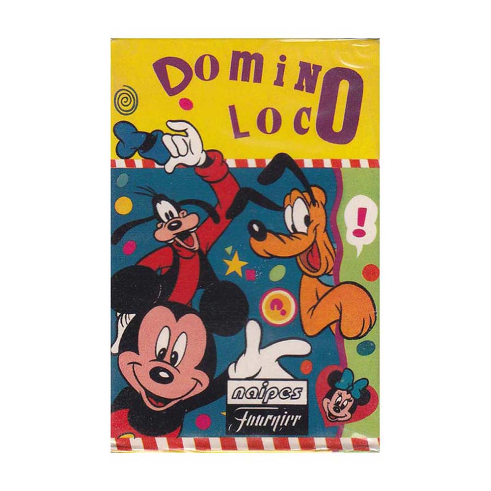 Fournier Baraja infantil de 33 cartas Dominó loco Original del año 1995 Juega con los personajes clásicos de Disney: Minnie mouse, Mickey mouse, el pato Donald, Goofy, Daisy y Pluto Instrucciones en español Serie nostalgia Vintage Retro