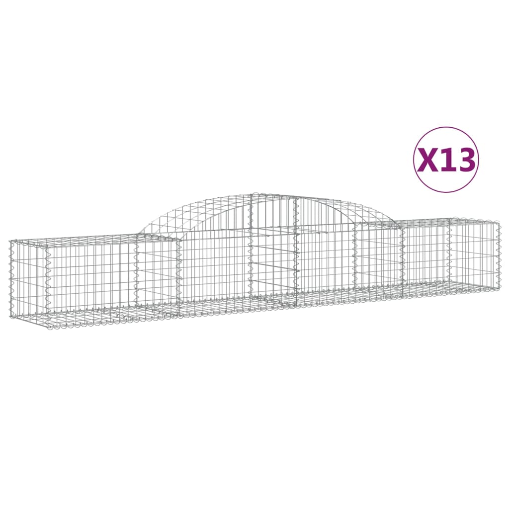 vidaXL Cestas de gaviones 13 uds forma de arco hierro Dimensiones 200 x 30 x 40/60 cm,  200 x 30 x 60/80 cm,  200 x 30 x 80/100 cm y mas