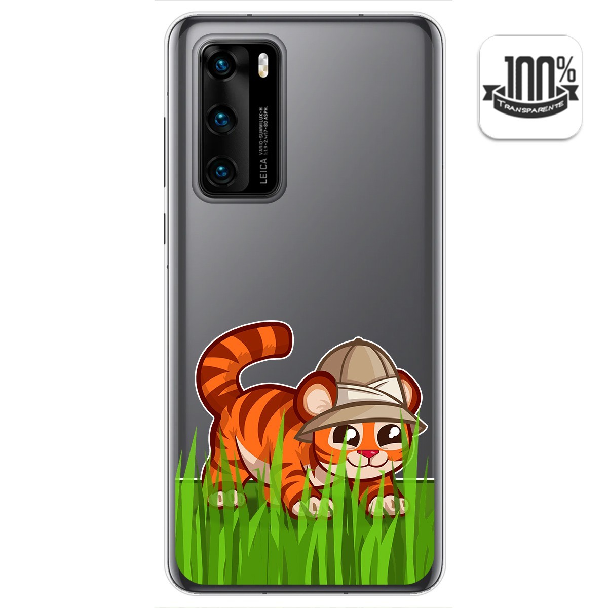 Tumundosmartphone Funda Gel Transparente para Huawei P40 diseño Tigre Dibujos