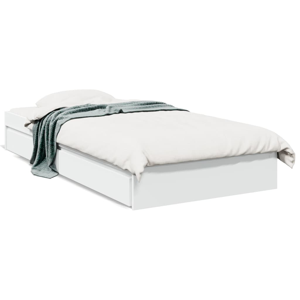vidaXL Cama con cajones madera de ingeniería blanca 90x190 cm