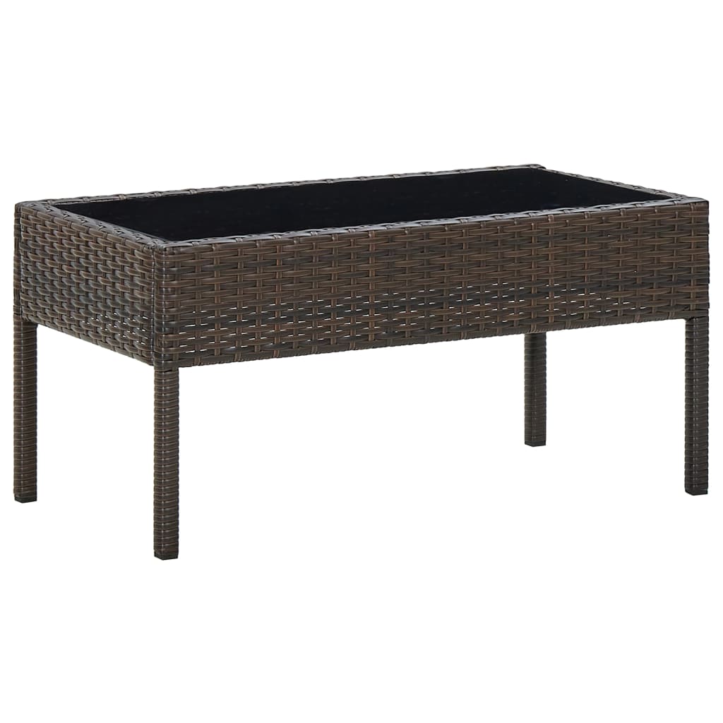 vidaXL Mesa de jardín ratán sintético 75x40x37 cm en color Negro/Marrón/Gris | estructura resistente ideal para salón dormitorio o estudio
