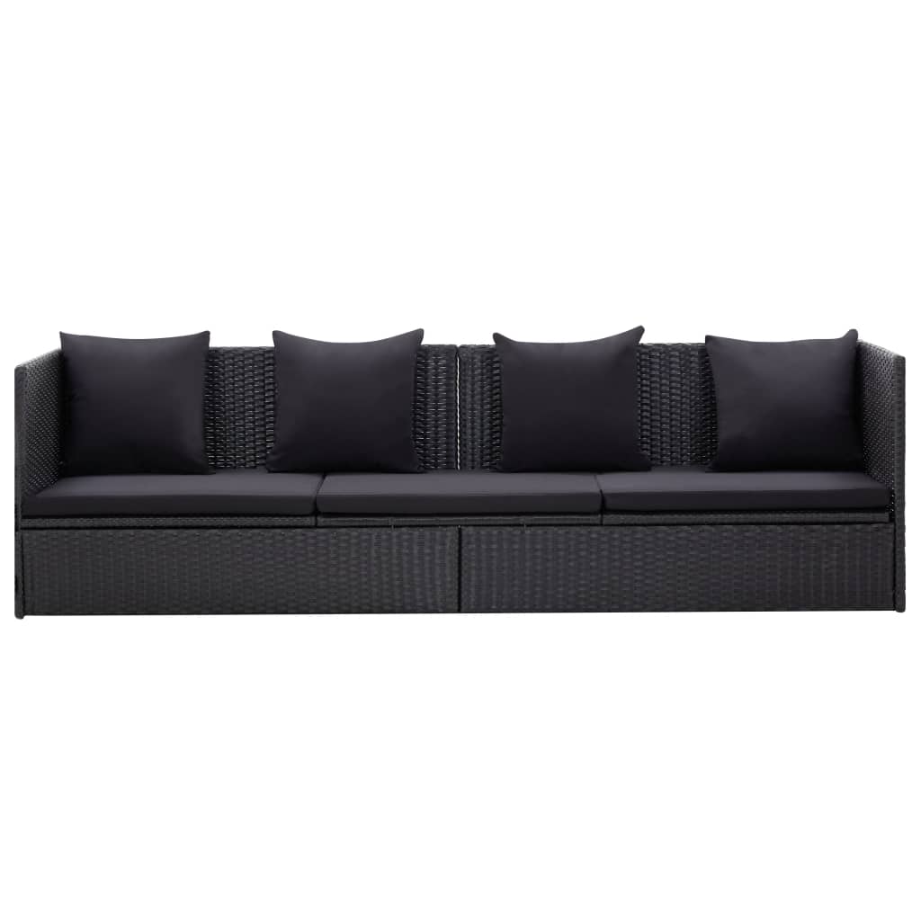 Vidaxl Cama de Jardín 200x60 Cm Ratán Sintético Gris, Negro