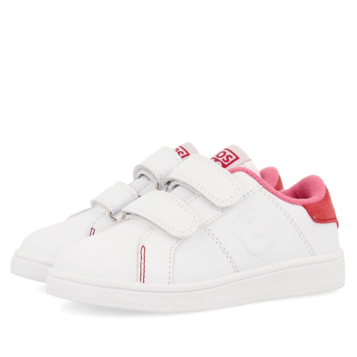 Gioseppo Zapatillas Deportivas Colegiales Blancas con Detalle en Rosa y Doble Cierre Ajustable Volsk