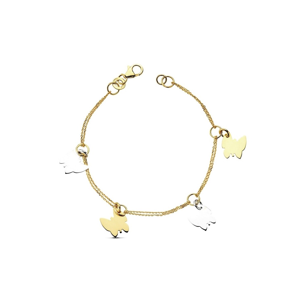 Pulsera oro 18k bicolor mariposas 19,5cm. 5,50gr.