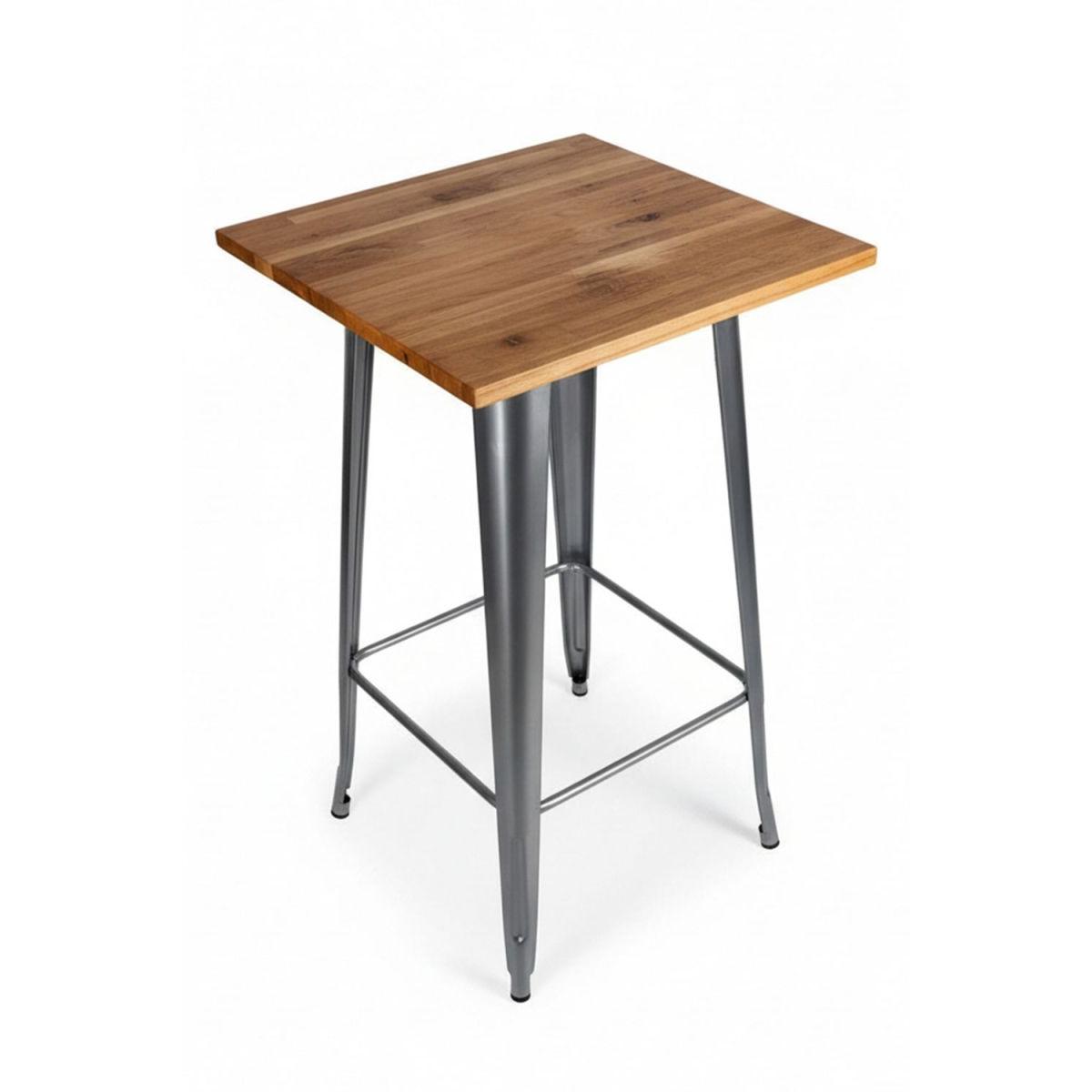 Regalos Miguel - Mesas Bar - Mesa Torix Alta Madera Natural 60 cm - Gris metalizado