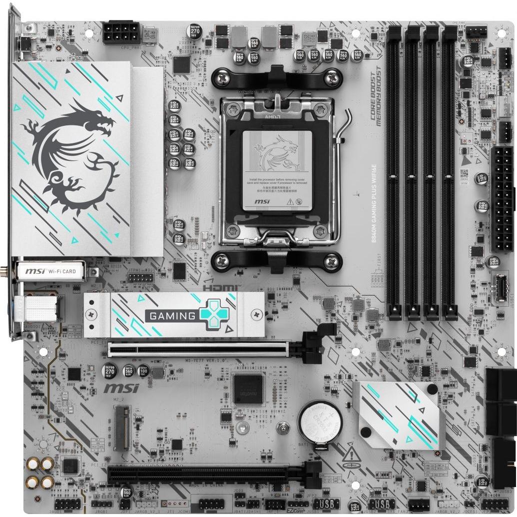 MSI - Placa base B840M GAMING PLUS WIFI6E para PC con socket AM5, compatible con procesadores AMD Ryzen 7000/8000/9000, DDR5 hasta 256 GB y 8000 MHz, Wi-Fi 6E y LAN 2.5G
