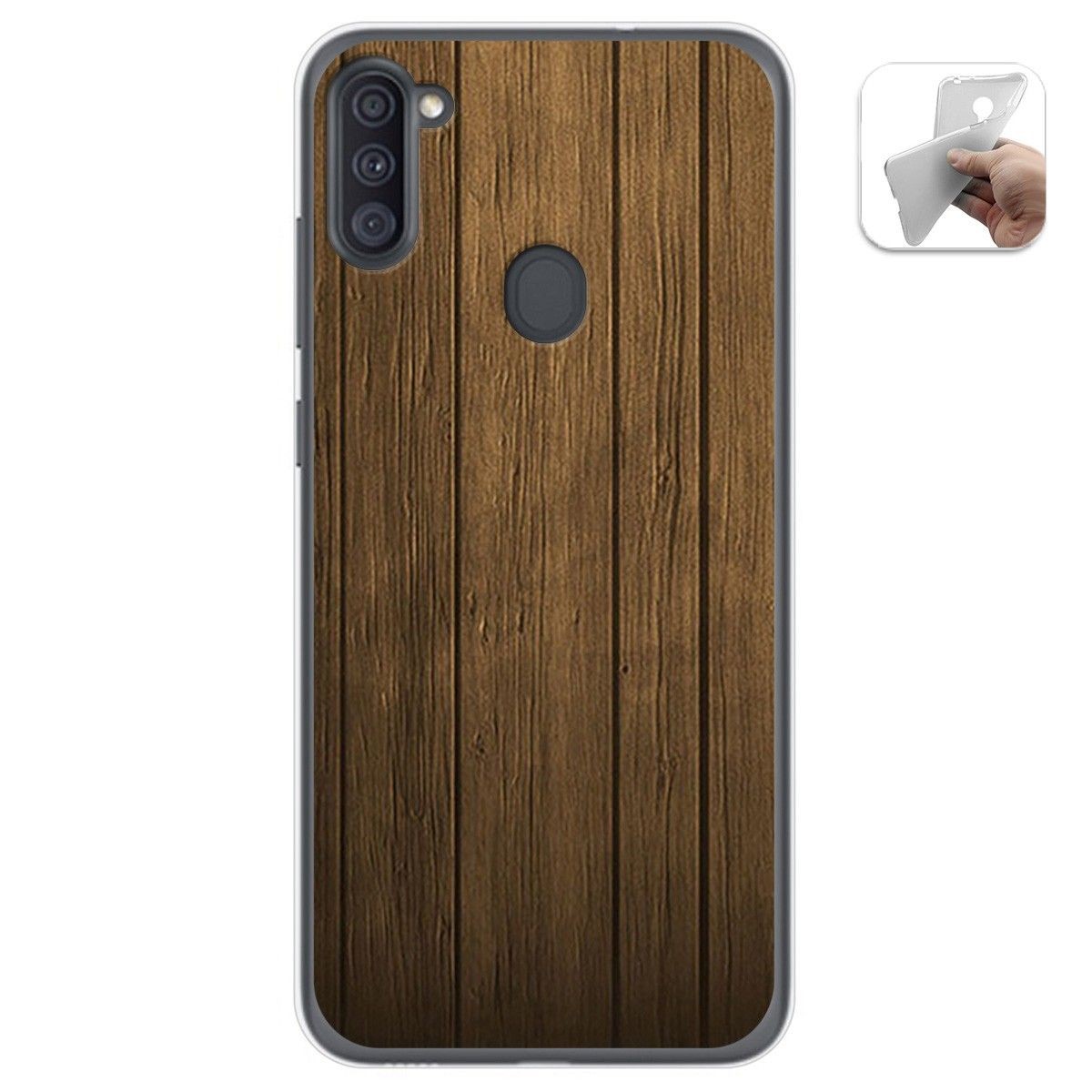 Tumundosmartphone Funda Gel Tpu para Samsung Galaxy A11 / M11 diseño Madera Dibujos