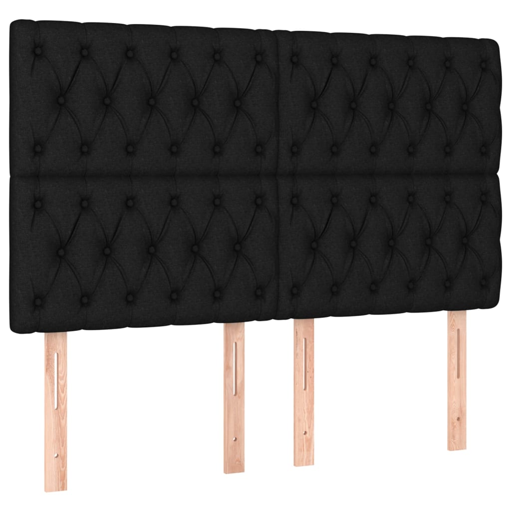 vidaXL Cabecero de cama de tela negro 160x7x118/128 cm