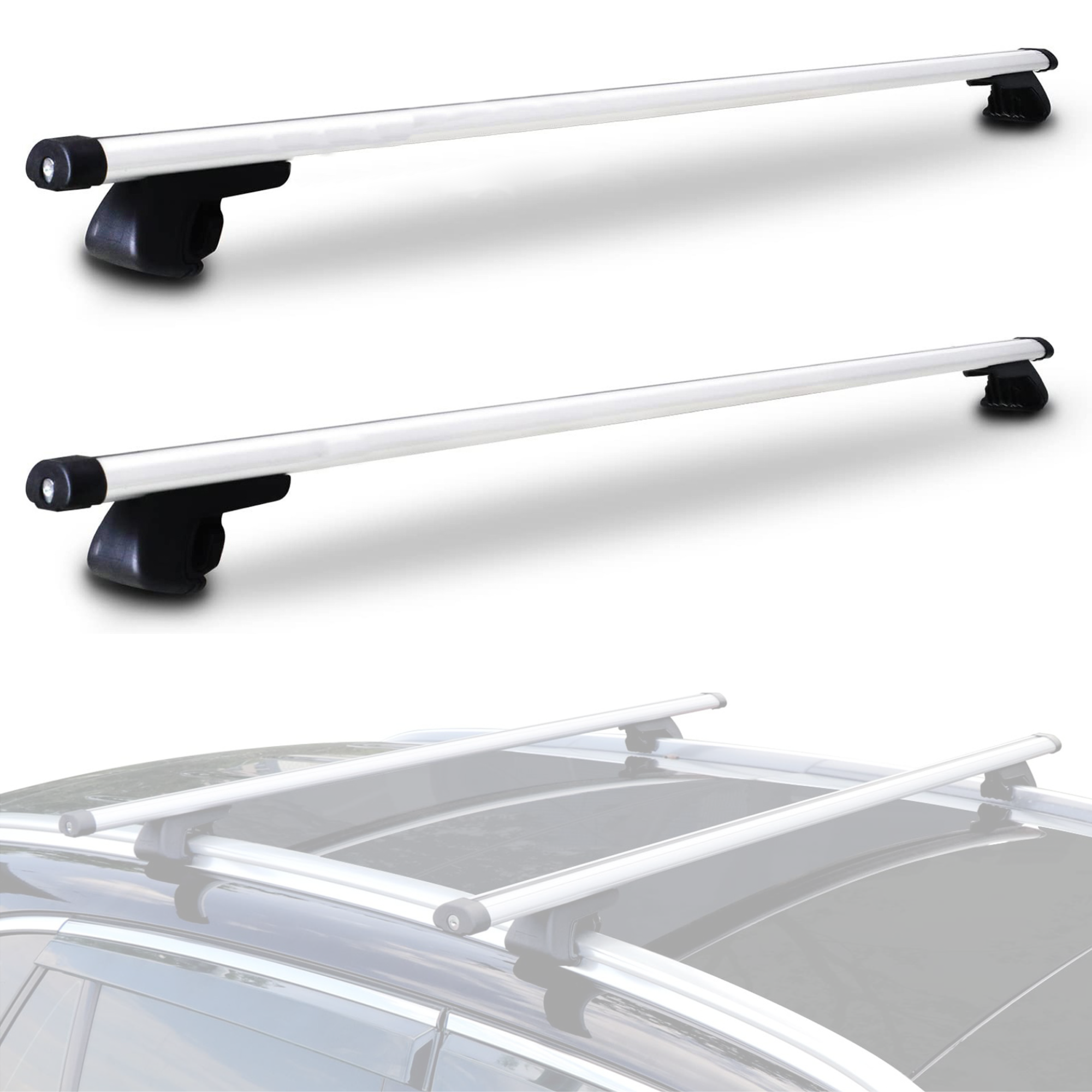MAGIC SELECT Barras de Techo para Coche Universal. Baca Portaequipajes de Coche para Viajes. Barras Superiores Compatibles con Rieles para Equipaje. Barra Portátil para Transportar.