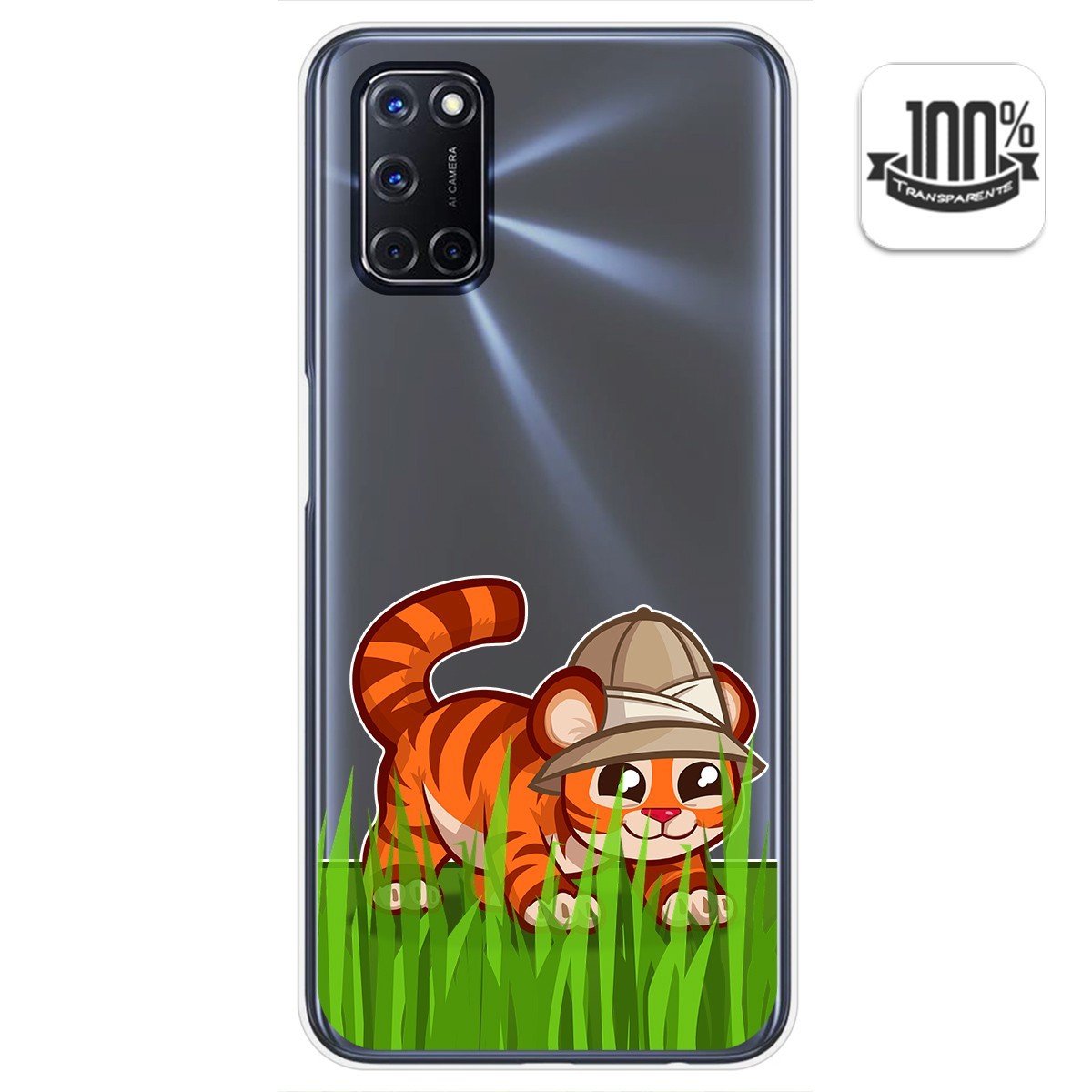 Tumundosmartphone Funda Gel Transparente para Oppo A52 / Oppo A72 diseño Tigre Dibujos