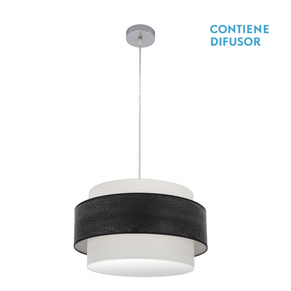 FABRILAMP Colgante Myriam 2xe27 Cromo/madera Negra Regx50x50 Cm
