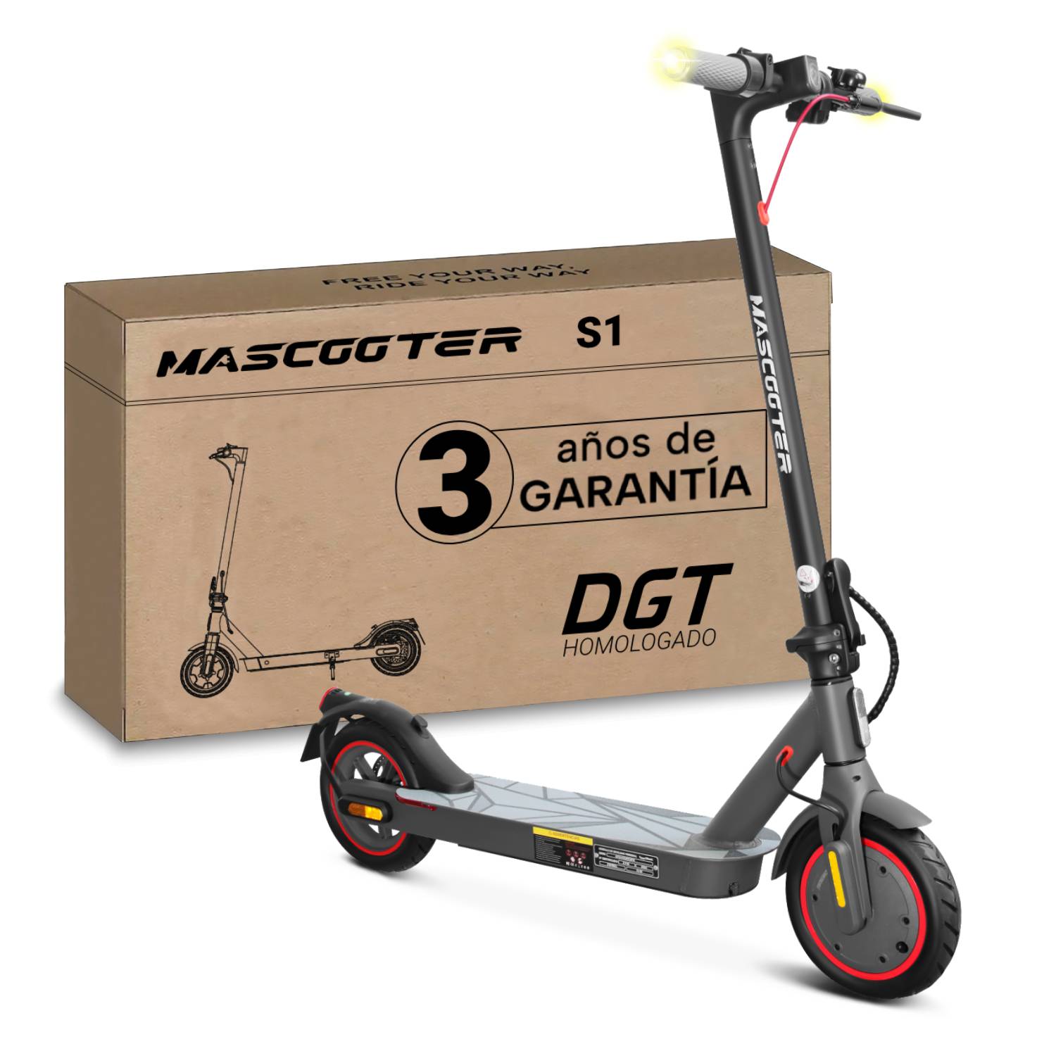 MASCOOTER S1 Negro Patinete Eléctrico Adultos Homologado DGT - Zwheel