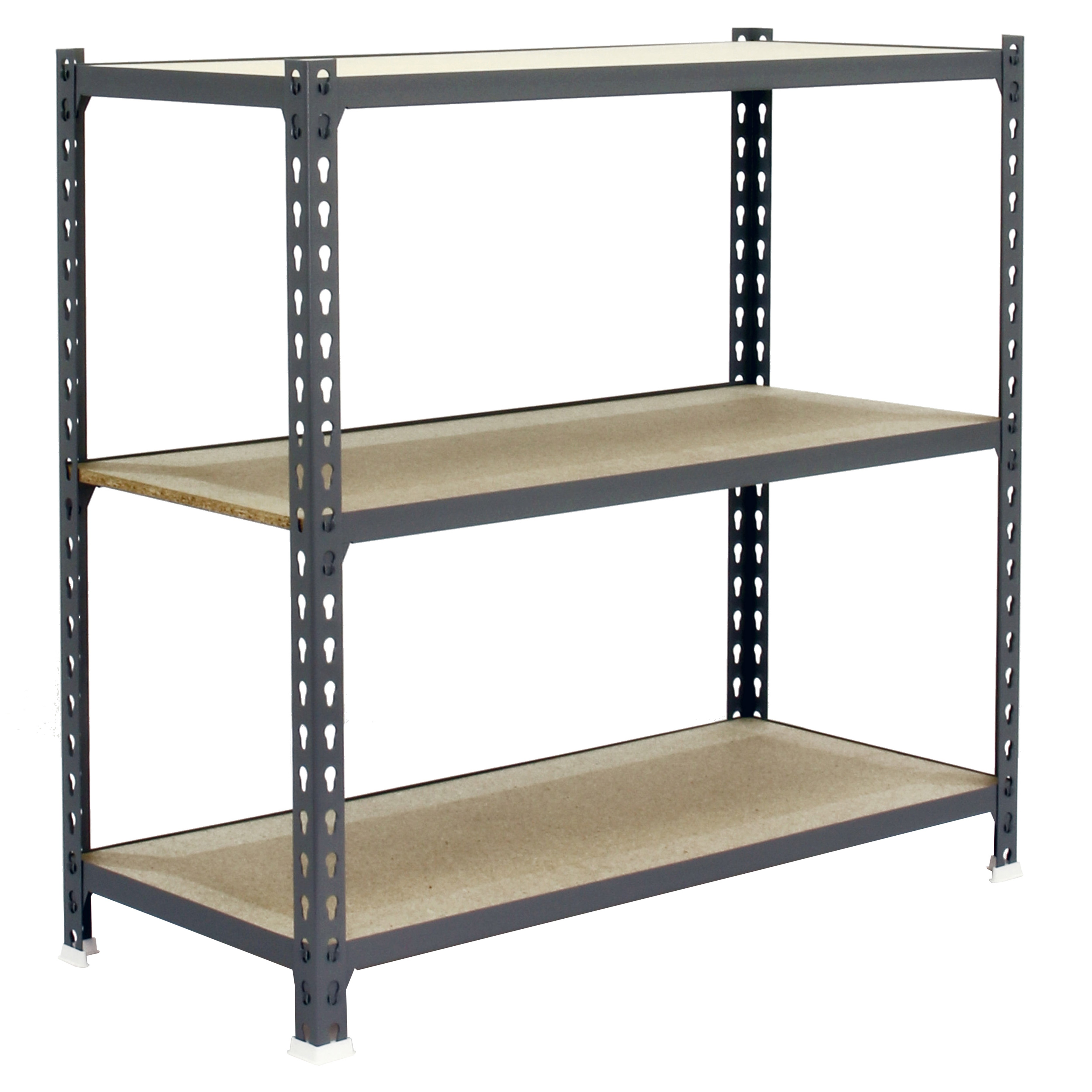 SimonRack Estanteria Metalica Almacenaje de Acero, 900x800x500 mm, 3 Baldas Madera, Soporta 150 kg de Punto Flexión por balda, Gris/Madera - Maderclick