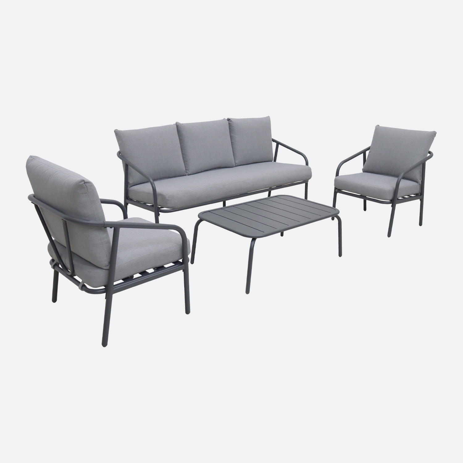 sweeek - Conjunto de jardín de acero, 5 plazas , Messina 5 , 176x70x67