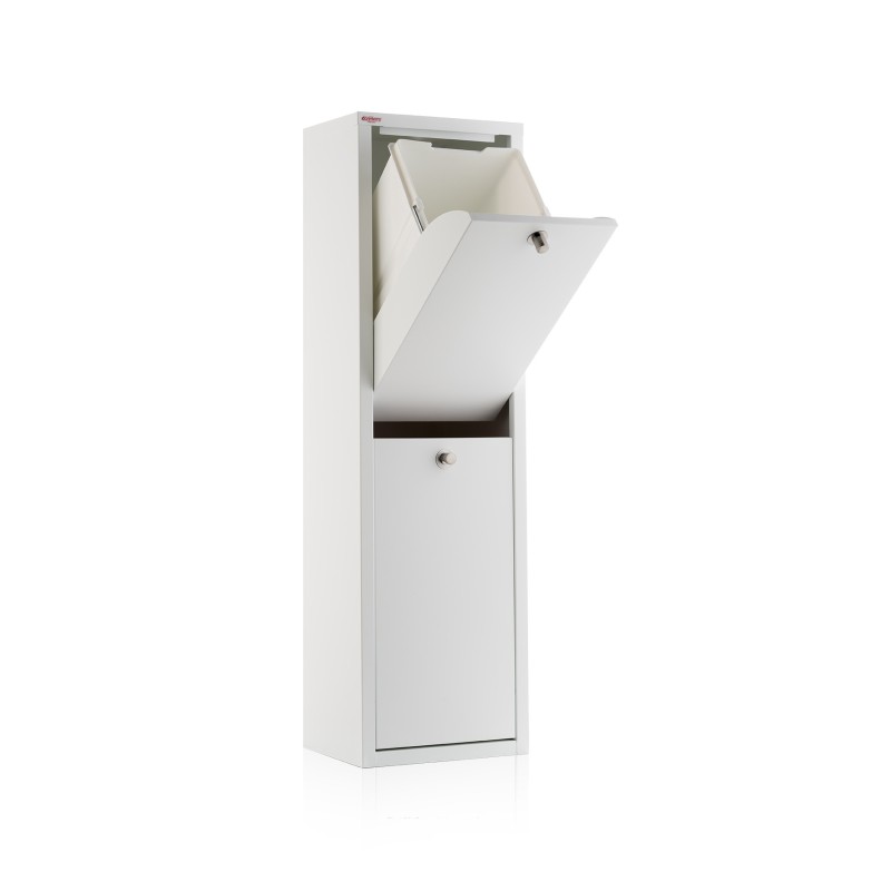 DON HIERRO - Cubo de basura y reciclaje blanco LUA, 2 cubos grandes-
