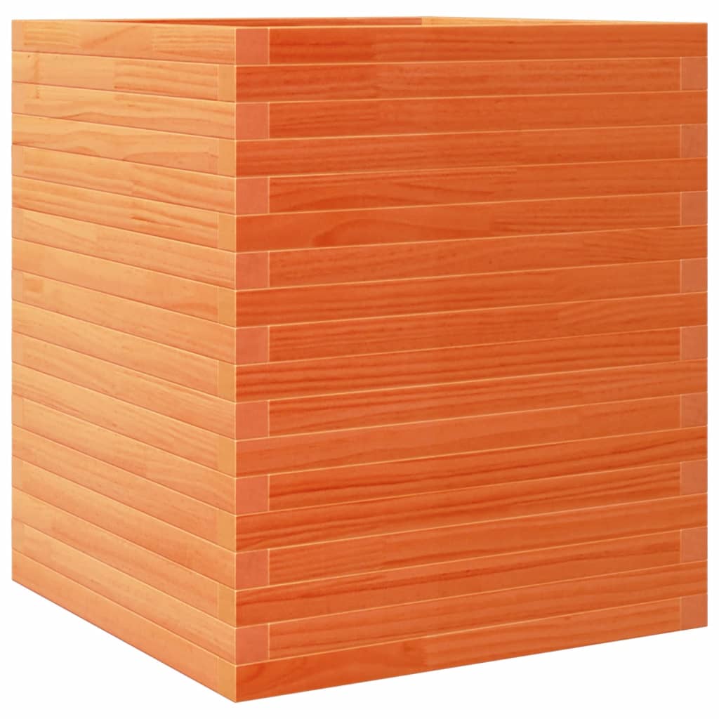vidaXL Jardinera de madera maciza de pino 60x60x68,5 cm Color Pino natural,  Blanco,  Marrón cera y mas